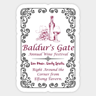 Baldur's Gate Annual Wine Festival Poster Art Sticker